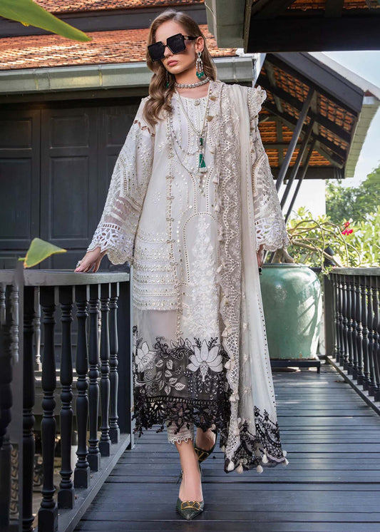 Embroidered Lawn – Off White EL2302