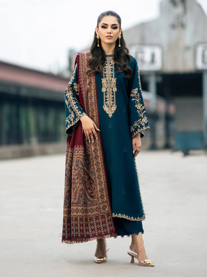 Bin Ashraf D#1384 – Elegant Dhanak Embroidered 3PC Suit
