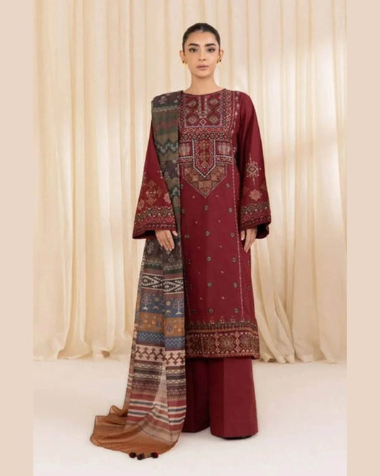 Bin Ashraf D#1384 – Elegant Dhanak Embroidered 3PC Suit