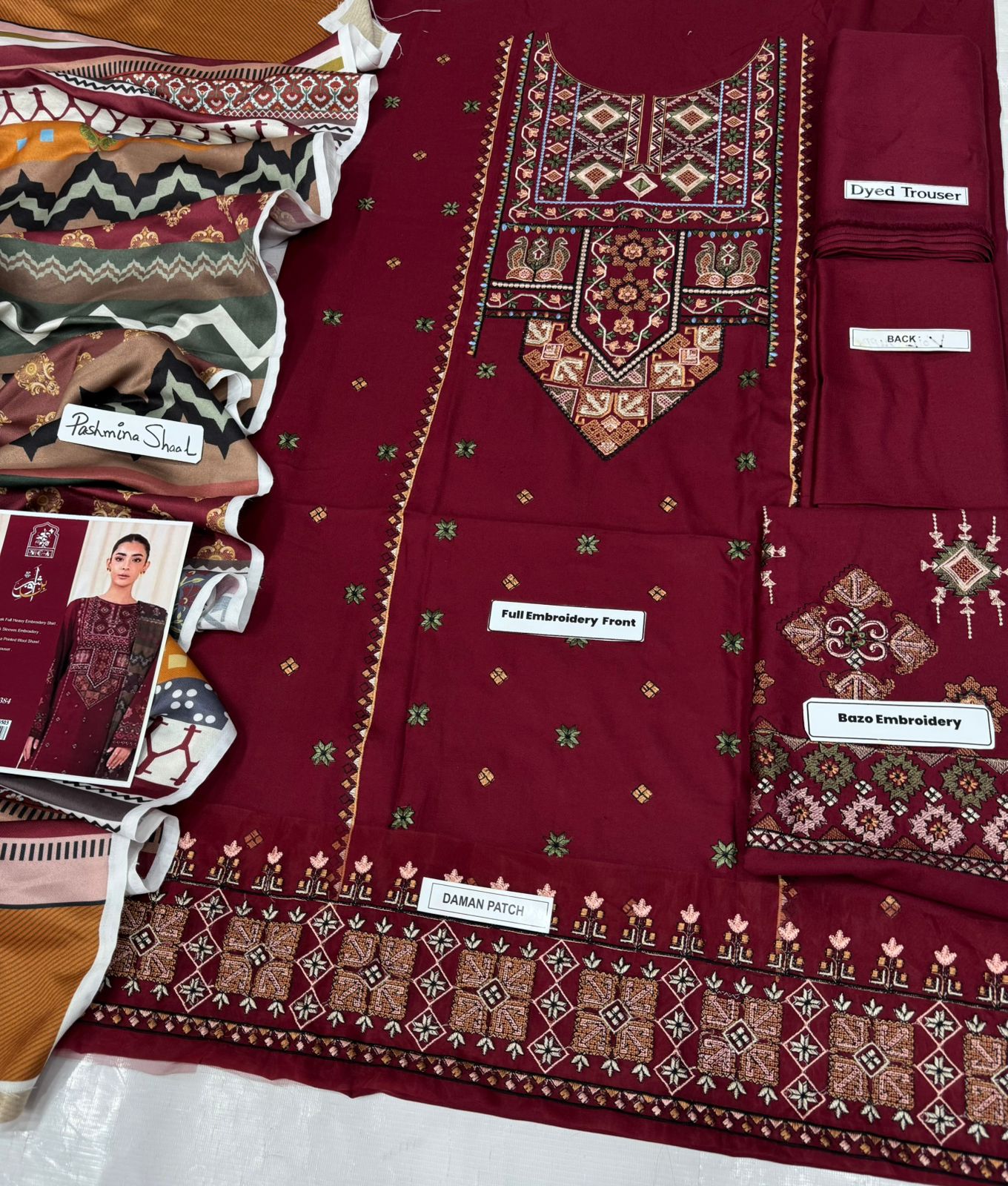 Bin Ashraf D#1384 – Elegant Dhanak Embroidered 3PC Suit