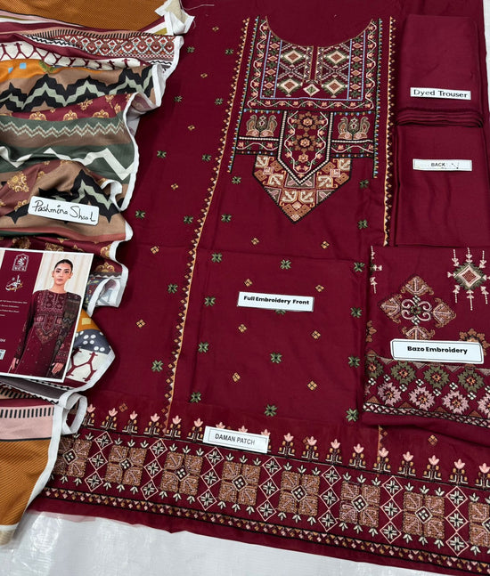 Bin Ashraf D#1384 – Elegant Dhanak Embroidered 3PC Suit