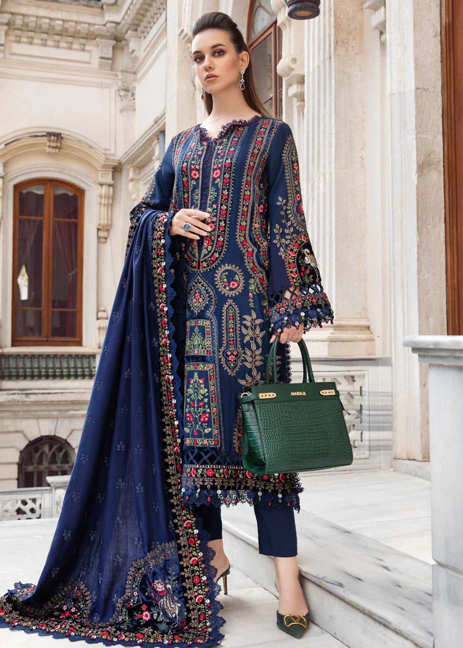 Maria B Lawn Navy Blue  D-9606