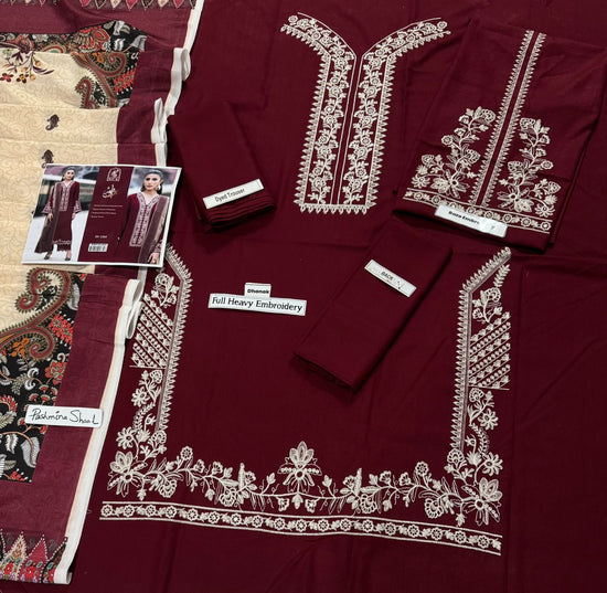 Bin Ashraf D#1384 – Elegant Dhanak Embroidered 3PC Suit